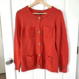GAP Soft Alpaca Wool Blend Orange Button Up Cardigan Sweater Pockets Size M